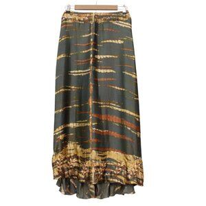 Soft Surroundings Maxi Skirt Petite Medium 100% Silk Satin Hippie Beaded Boho